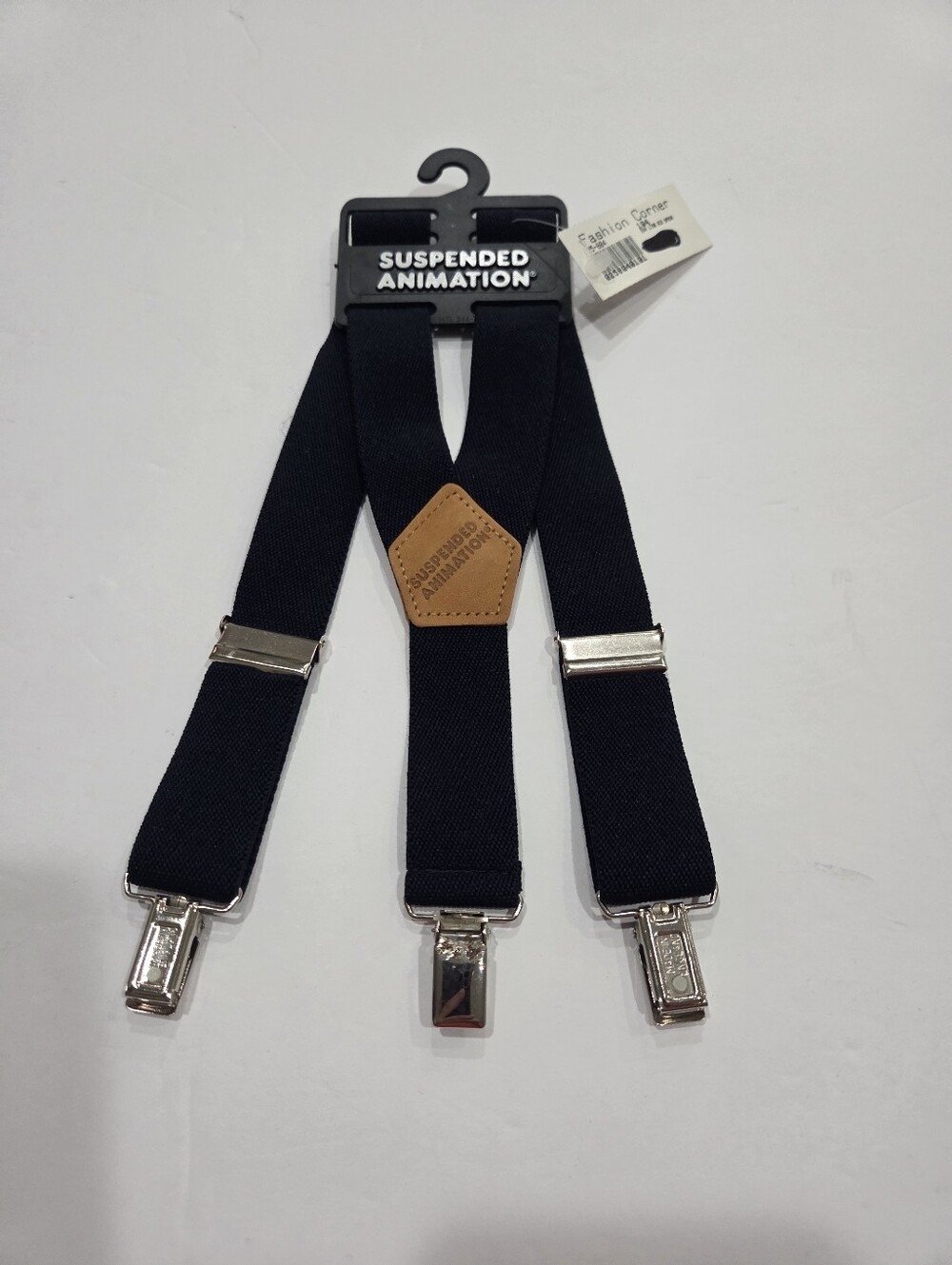 New Suspended Animation Kids Navy Elastic Suspenders with Leather Accent